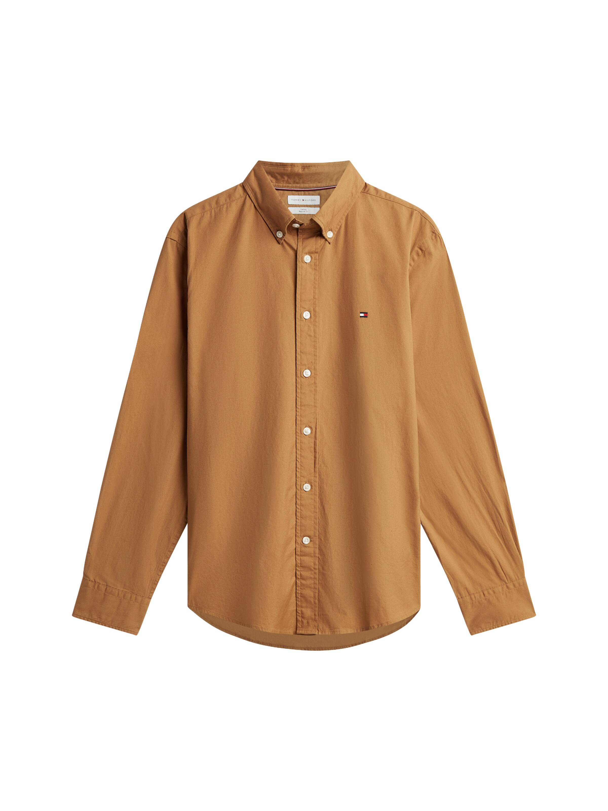 TOMMY HILFIGER Button Up Shirt 'FLEX' in Brown: front