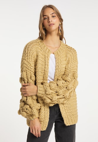 Cardigan oversize IZIA en jaune : devant