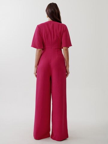 Tussah Jumpsuit 'CARIN ' in Roze: terug