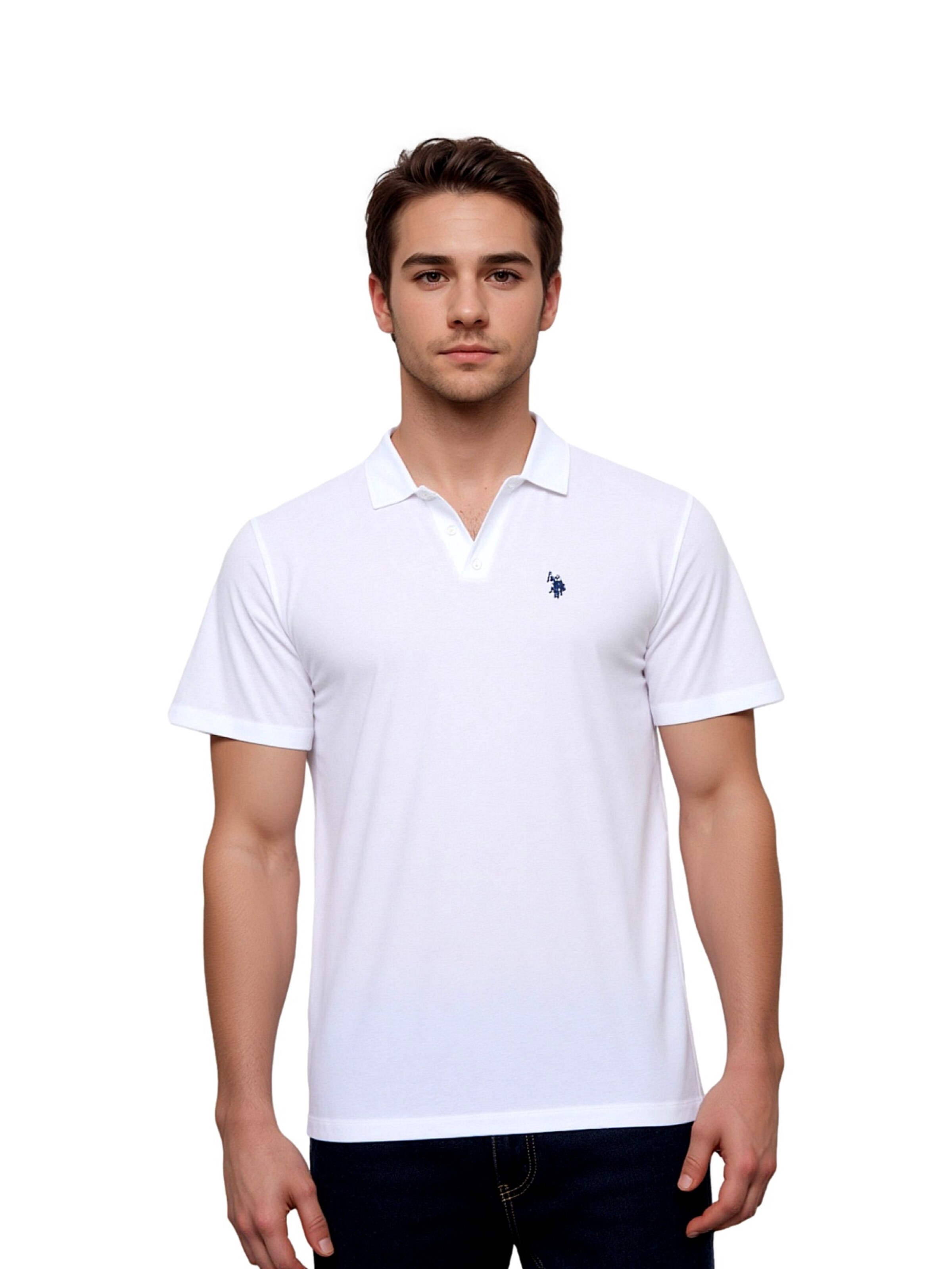 U.S. POLO ASSN. Shirt 'Knopflos' in Wit: voorkant