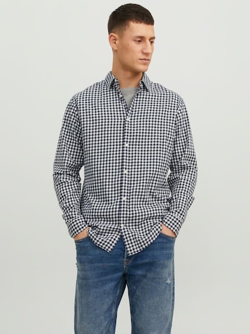 JACK & JONES Slim fit Srajca 'Gingham' | modra barva: sprednja stran