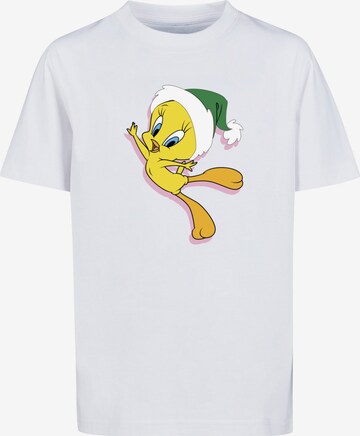 ABSOLUTE CULT Shirt 'Looney Tunes - Tweety Christmas Hat' in White: front