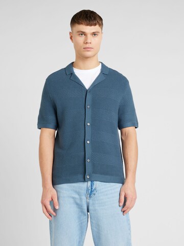 Abercrombie & Fitch Gebreid vest in Blauw: voorkant