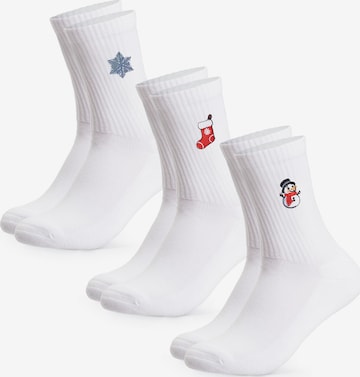 Chaussettes 'Christmas Claus' Occulto en blanc : devant