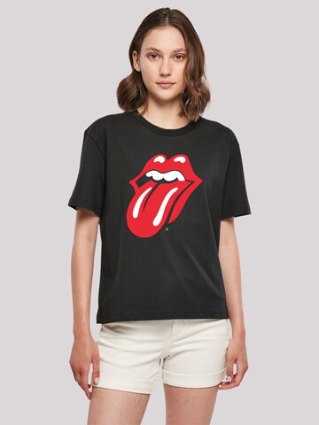 F4NT4STIC Shirt 'The Rolling Stones Classic Tongue' in Zwart: voorkant