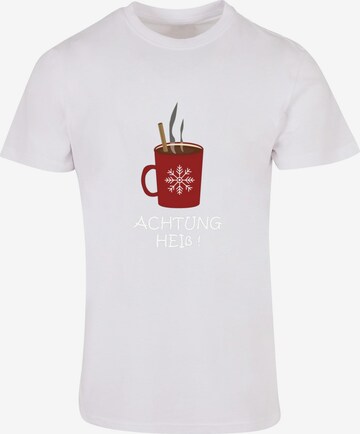 Merchcode T-Shirt 'Achtung Heiss' in Weiß: predná strana