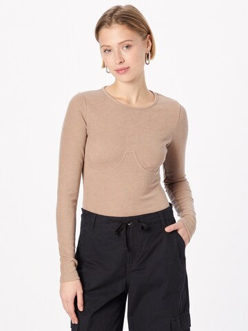 4th & Reckless Shirt body 'PEPPA' in Beige: voorkant