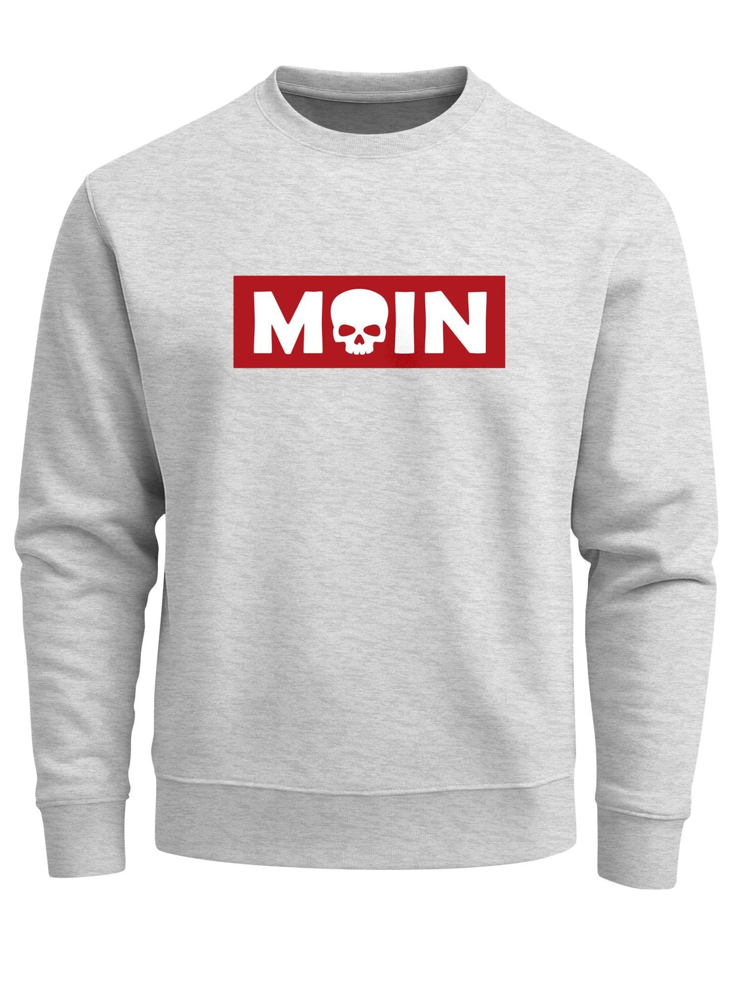 Neverless Sweatshirt 'Moin Skull'‌‌‌‌ in Grau: Vorderseite