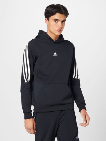 melns ADIDAS SPORTSWEAR Sportiska tipa džemperis 'Future Icons 3-Stripes': no priekšpuses