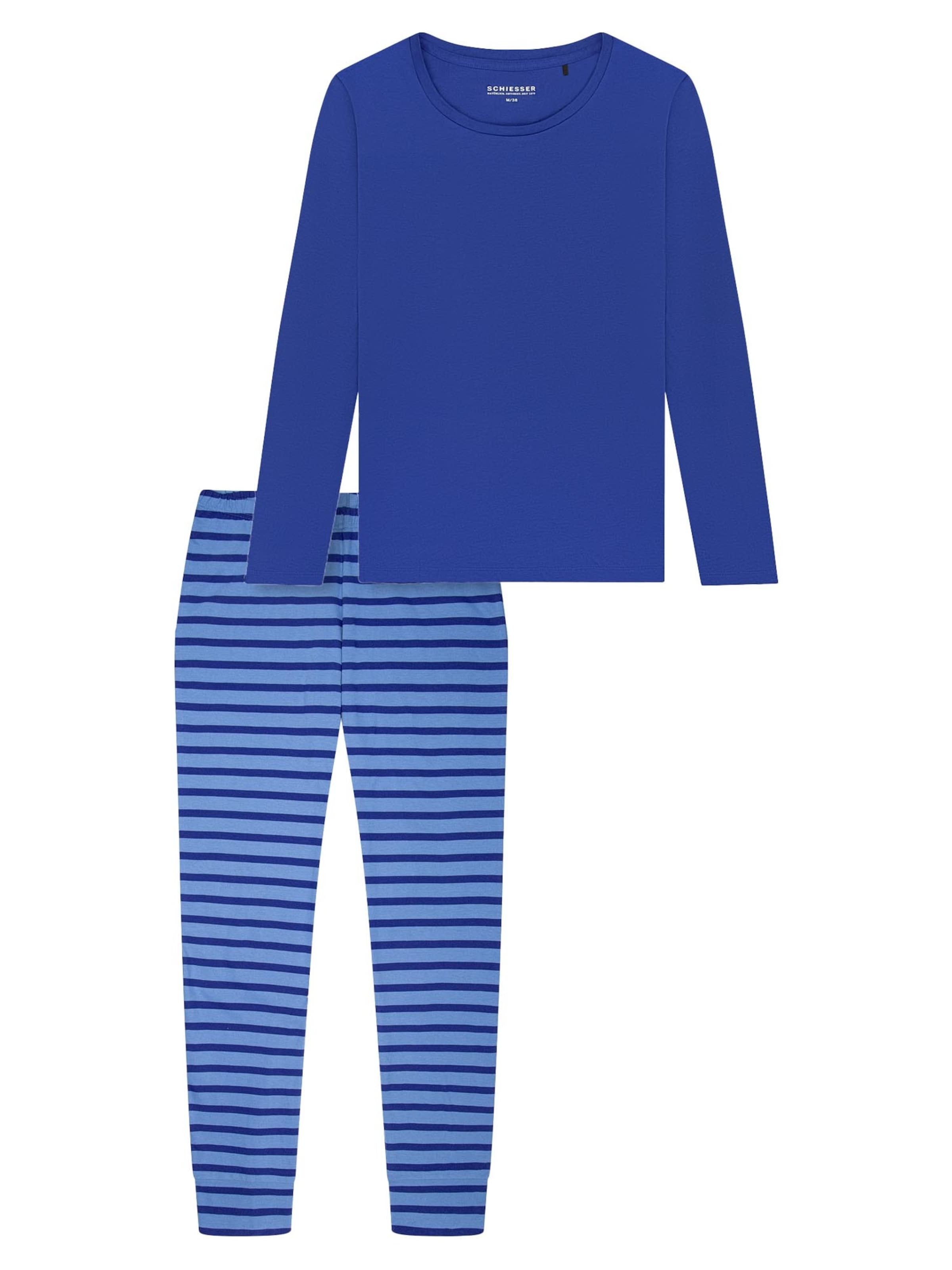 SCHIESSER - Pijama 'Casual Essentials' en azul: frente