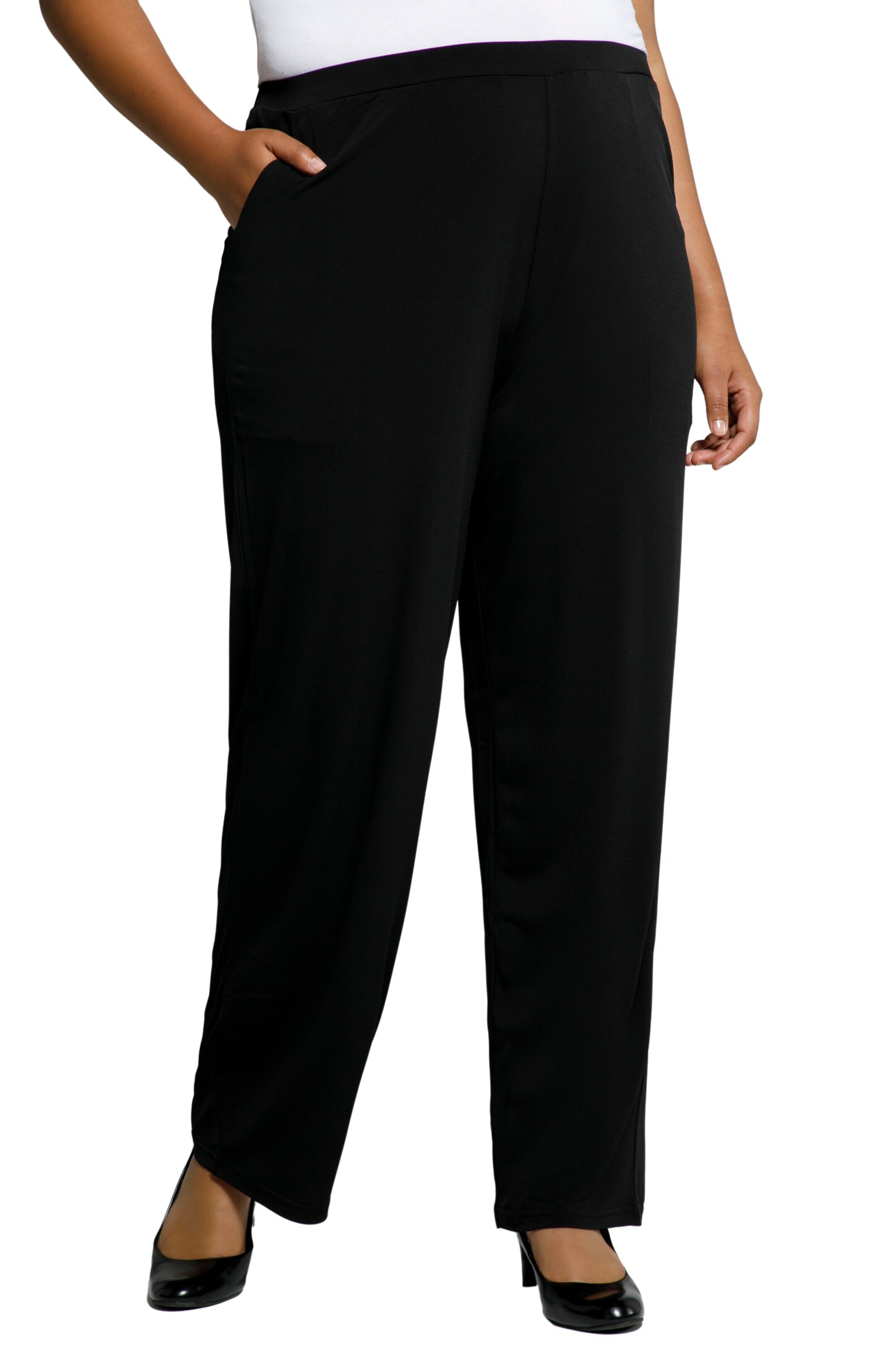 Ulla Popken Loosefit Broek in Zwart: voorkant