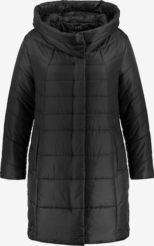 Ulla Popken Between-Seasons Coat in Black: front