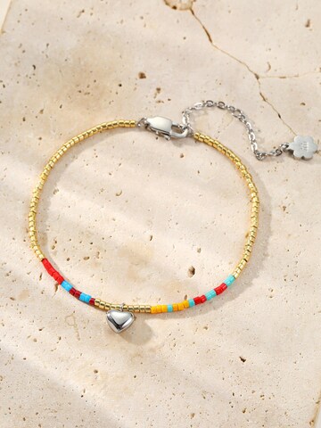 Braccialetto 'Summer Bead Heart' di Hey Happiness in argento