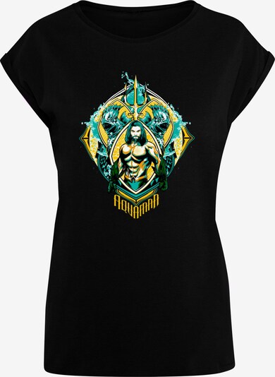 ABSOLUTE CULT T-shirt 'Aquaman - The Trench Crest' en jaune / jade / noir / blanc, Vue avec produit