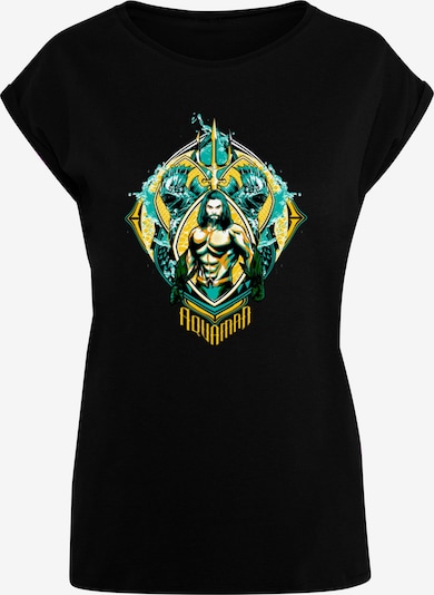 ABSOLUTE CULT T-shirt 'Aquaman - The Trench Crest' en jaune / jade / noir / blanc, Vue avec produit