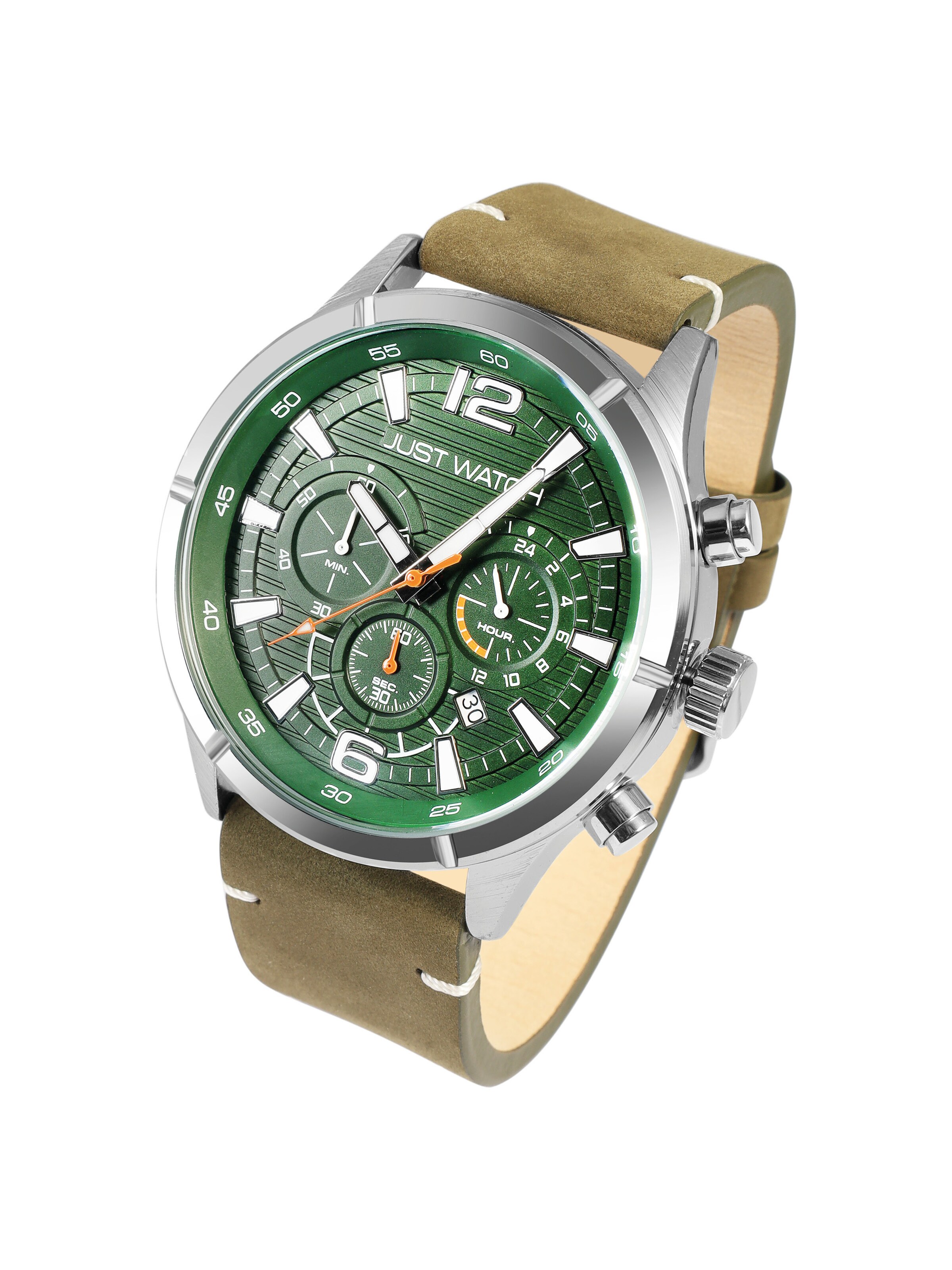 Just Watch Analog Watch 'Evander, Datumsanzeige' in Green