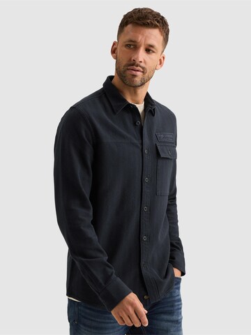 PME Legend Regular fit Button Up Shirt 'Shirt with two-tone herringbone texture' in Blue