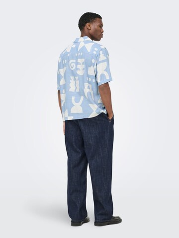 Only & Sons Comfort Fit Skjorte 'ONSHARVI' i blå