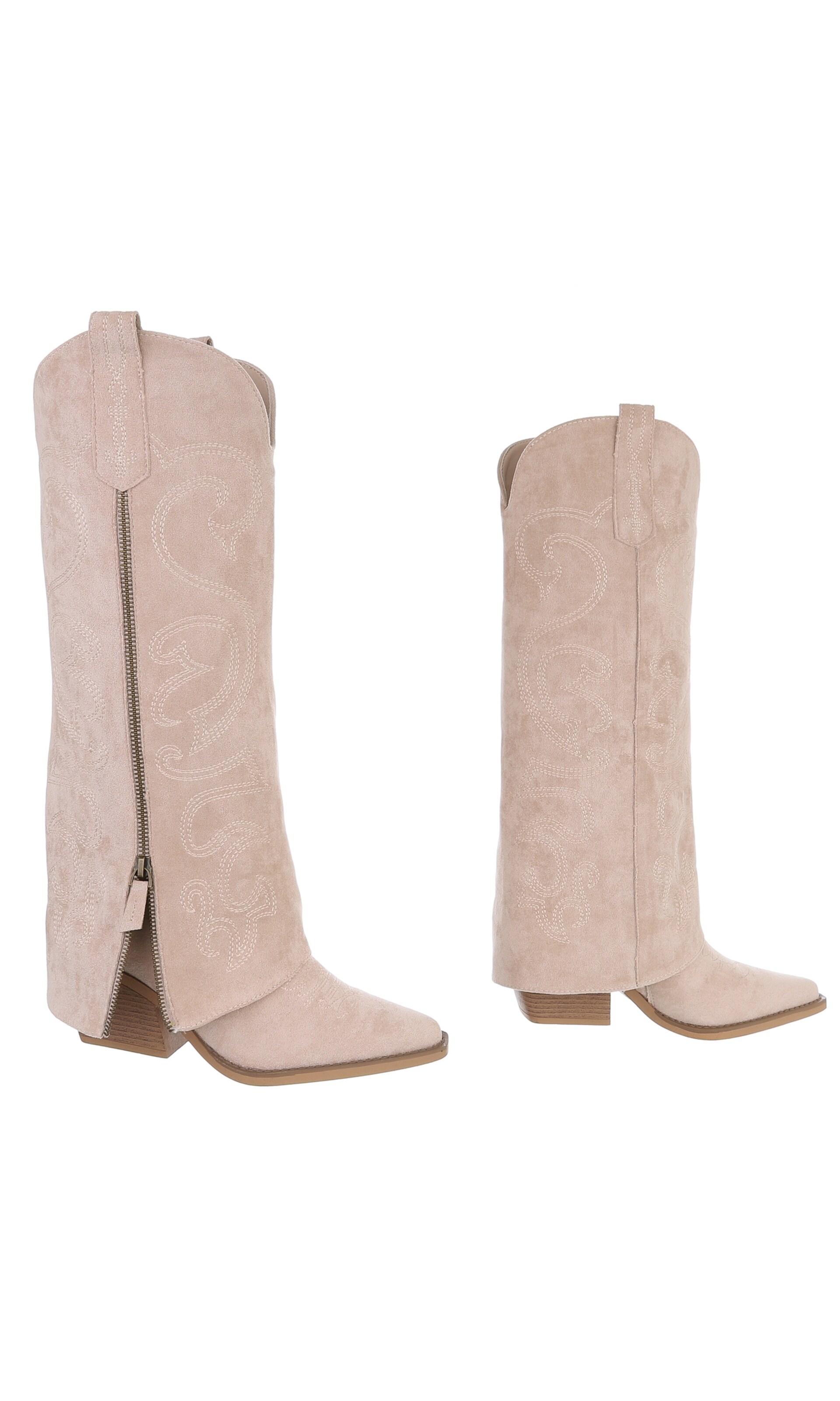 Ital-Design Cowboy Boots in Beige