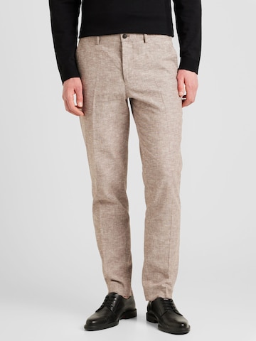 JACK & JONES Slimfit Pressveckad byxa 'RIVIERA' i brun: framsida