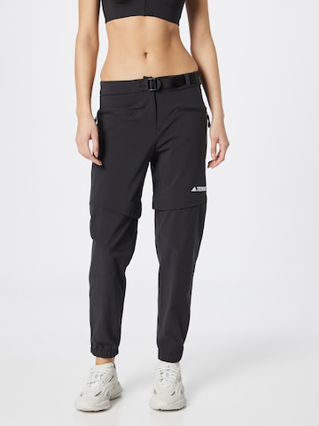 ADIDAS TERREX Tapered Workout Pants 'Utilitas Zip-Off' in Black: front