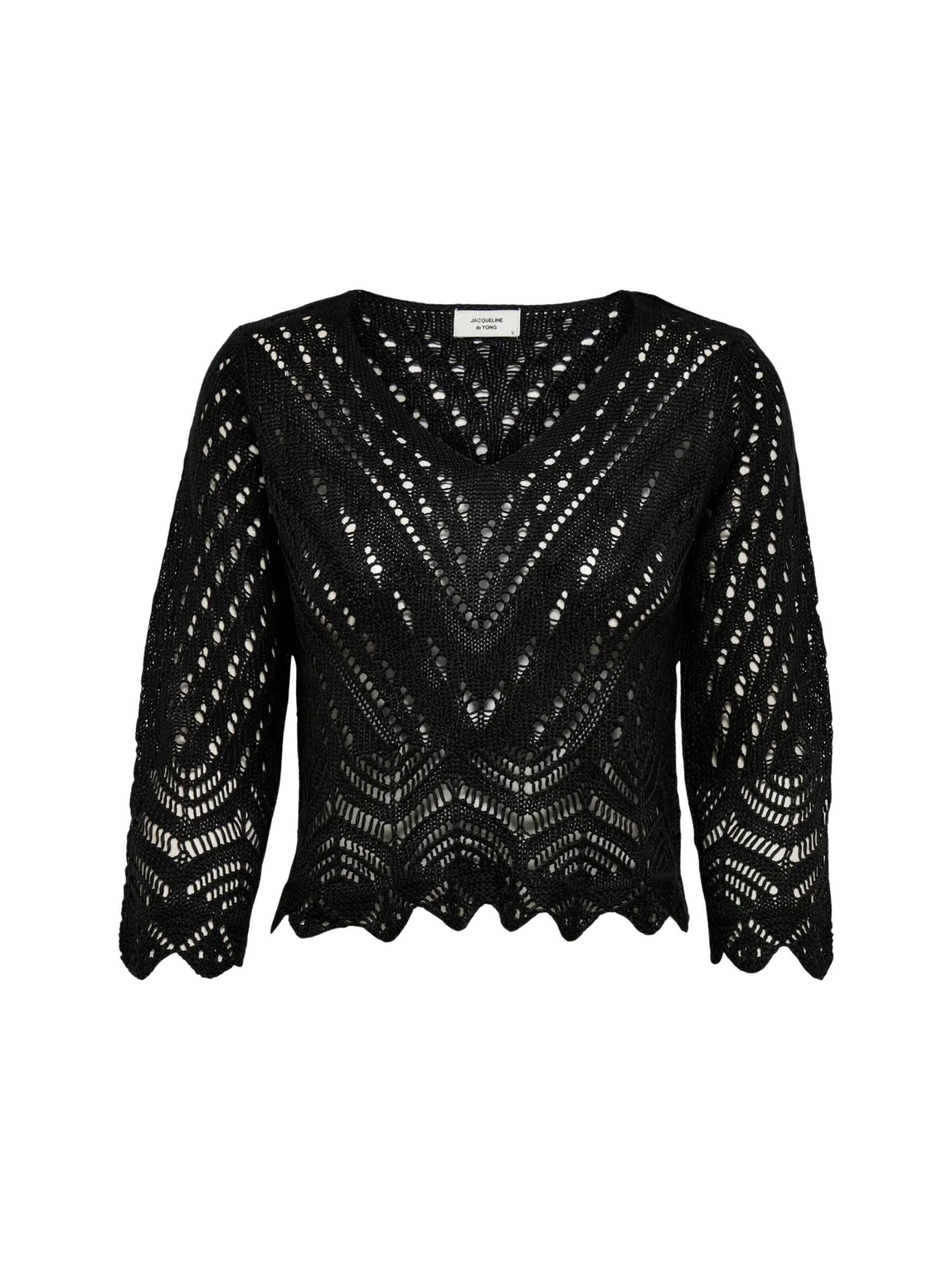 JDY Tröja 'JDY JDYNEW SUN 3/4 CROPPED PULLOVER KNT NOOS MAGLIONCINO' i svart: framsida