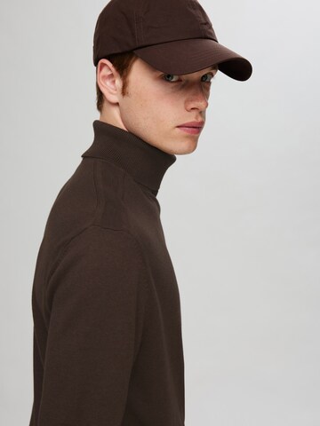 SELECTED HOMME Regular Fit Pullover 'SLHBerg' in Braun