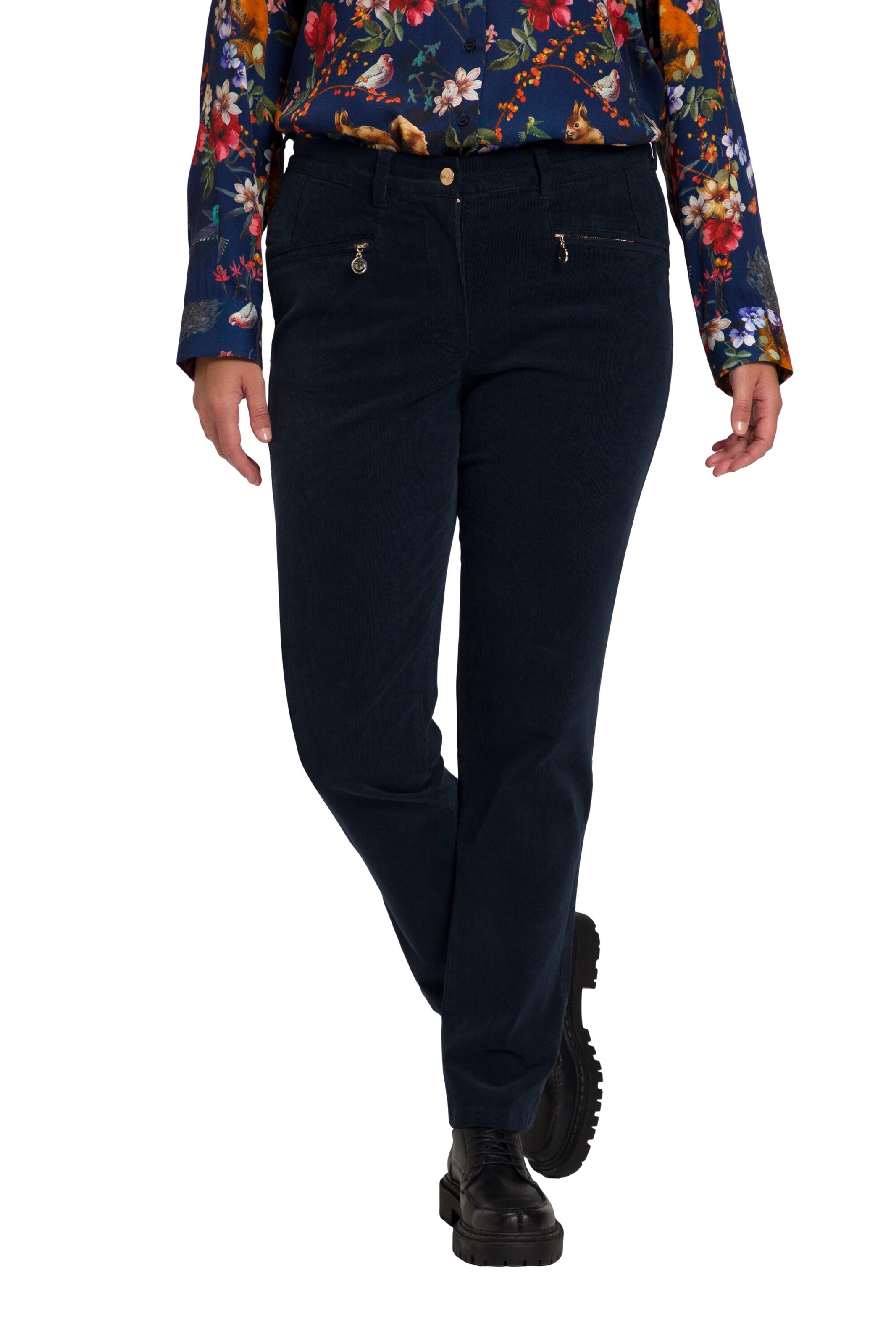 Ulla Popken Regular Hose 'Mony' in Blau: Vorderseite