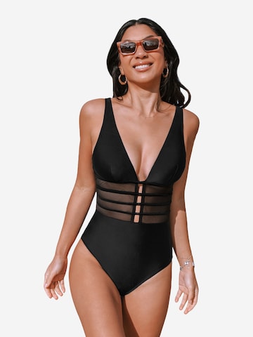 Cupshe Bralette Swimsuit in Black: front
