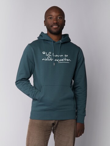 Watapparel Sweatshirt 'Ich kann so nicht arbeiten' in Blauw: voorkant