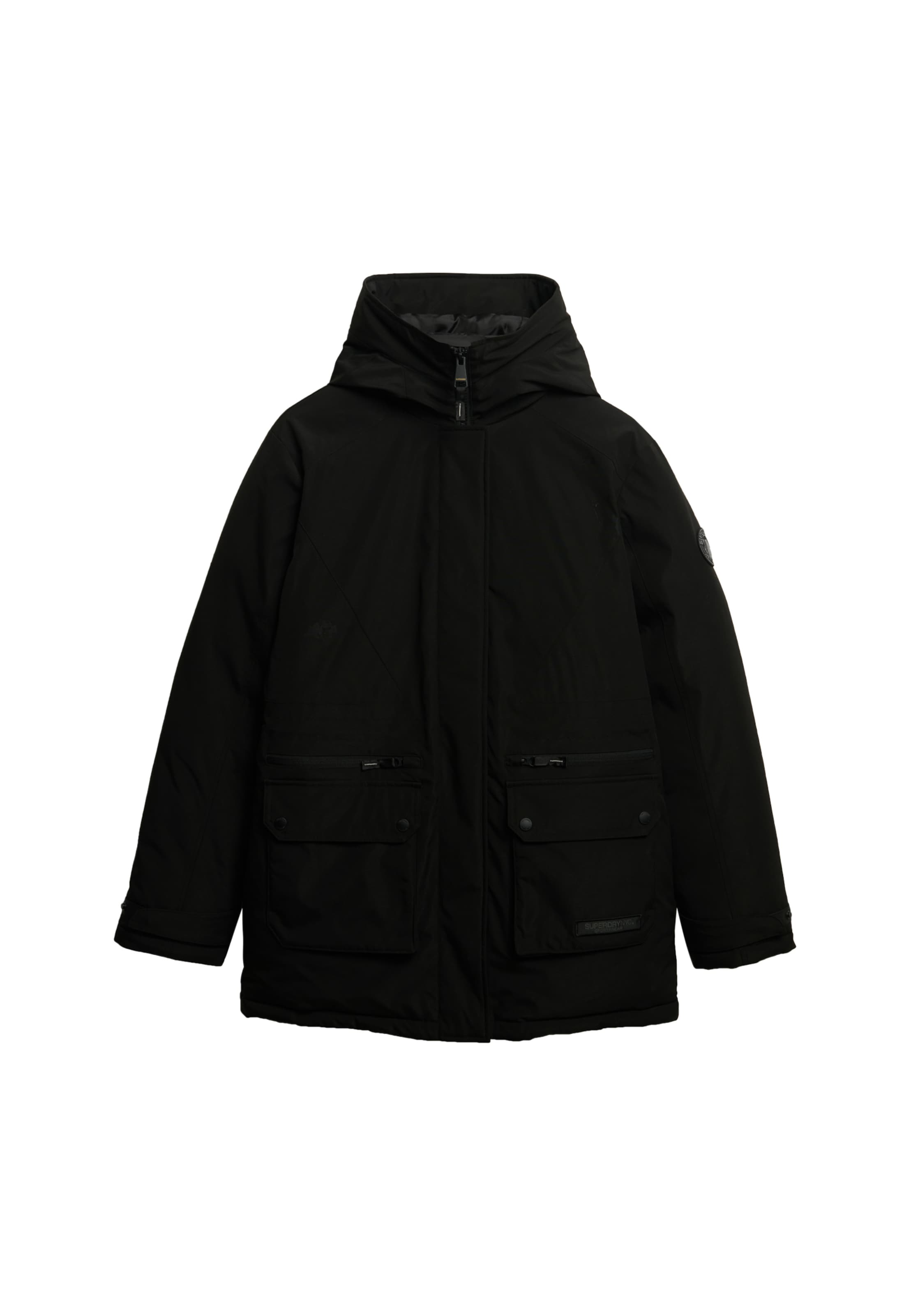 Parka mi-saison Superdry en noir : devant