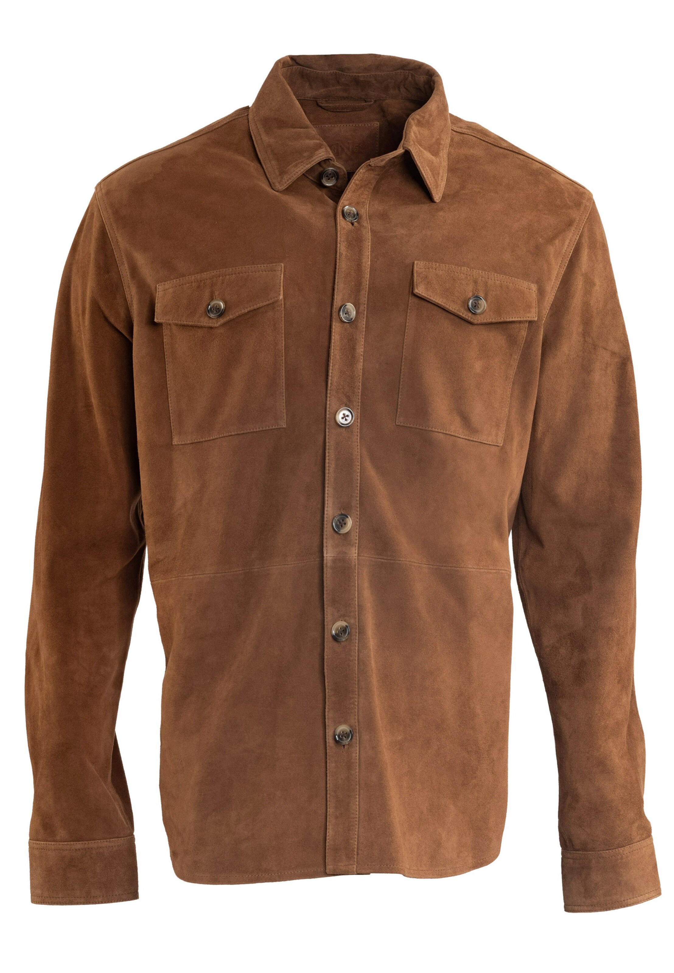 18N62 Regular fit Overhemd 'NEFran' in Bruin: voorkant