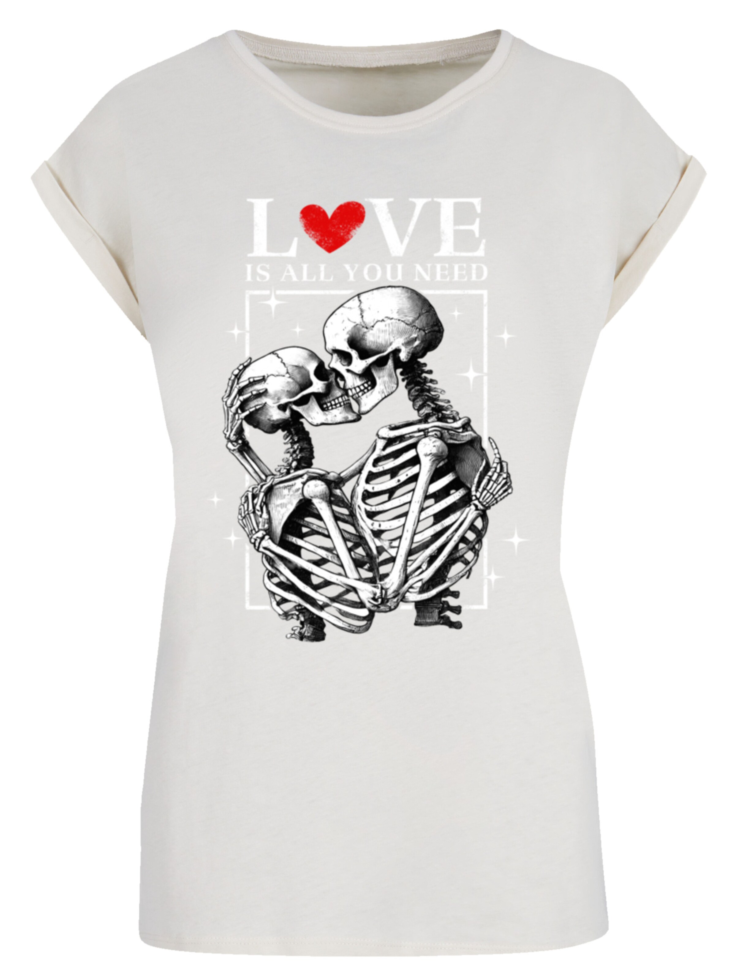 F4NT4STIC Shirt 'Love is all you need' in Beige: voorkant