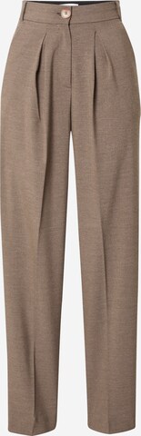 LA STRADA UNICA Regular Pleat-Front Pants 'VASTO' in Brown: front