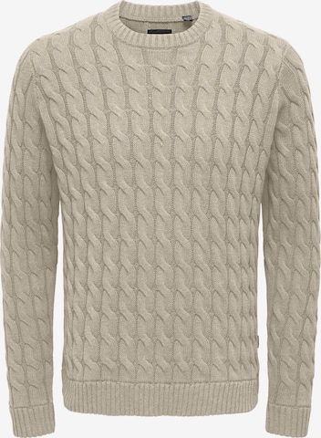 Only & Sons Свитер 'ONSKICKER' в Бежевый: спереди
