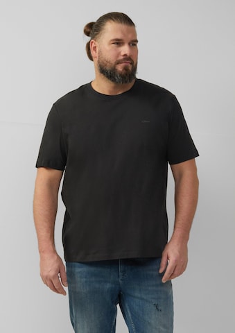 s.Oliver Men Big Sizes Shirt in Black: front