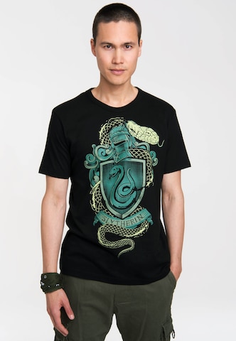 LOGOSHIRT Shirt 'Slytherin' in Black: front