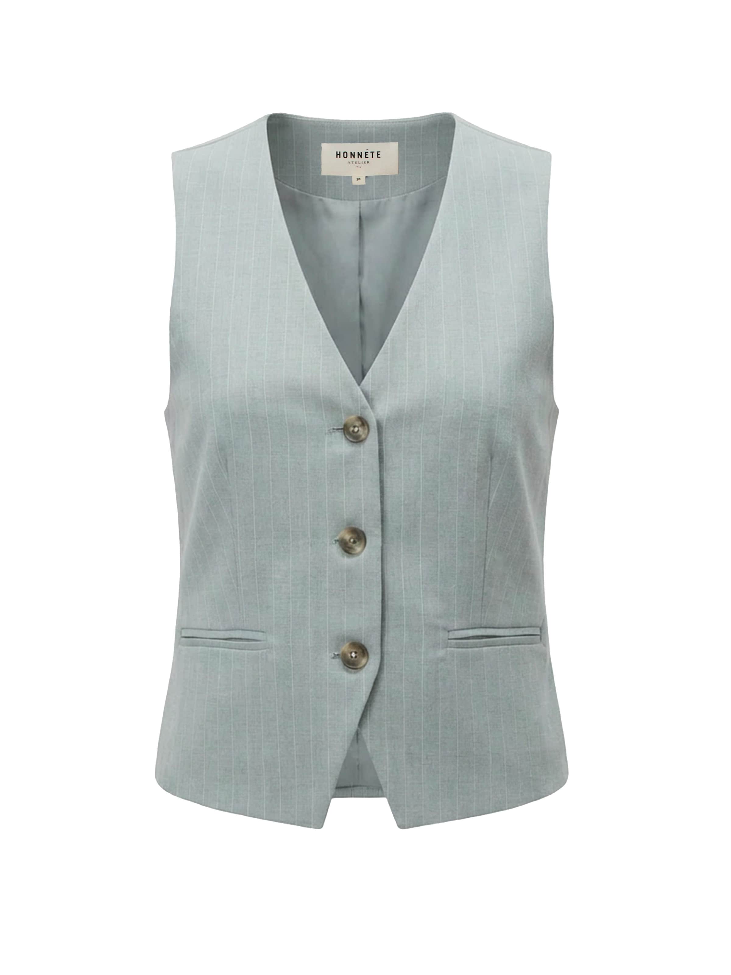 Honnête Atelier Bodywarmer 'Lora' in Blauw: voorkant