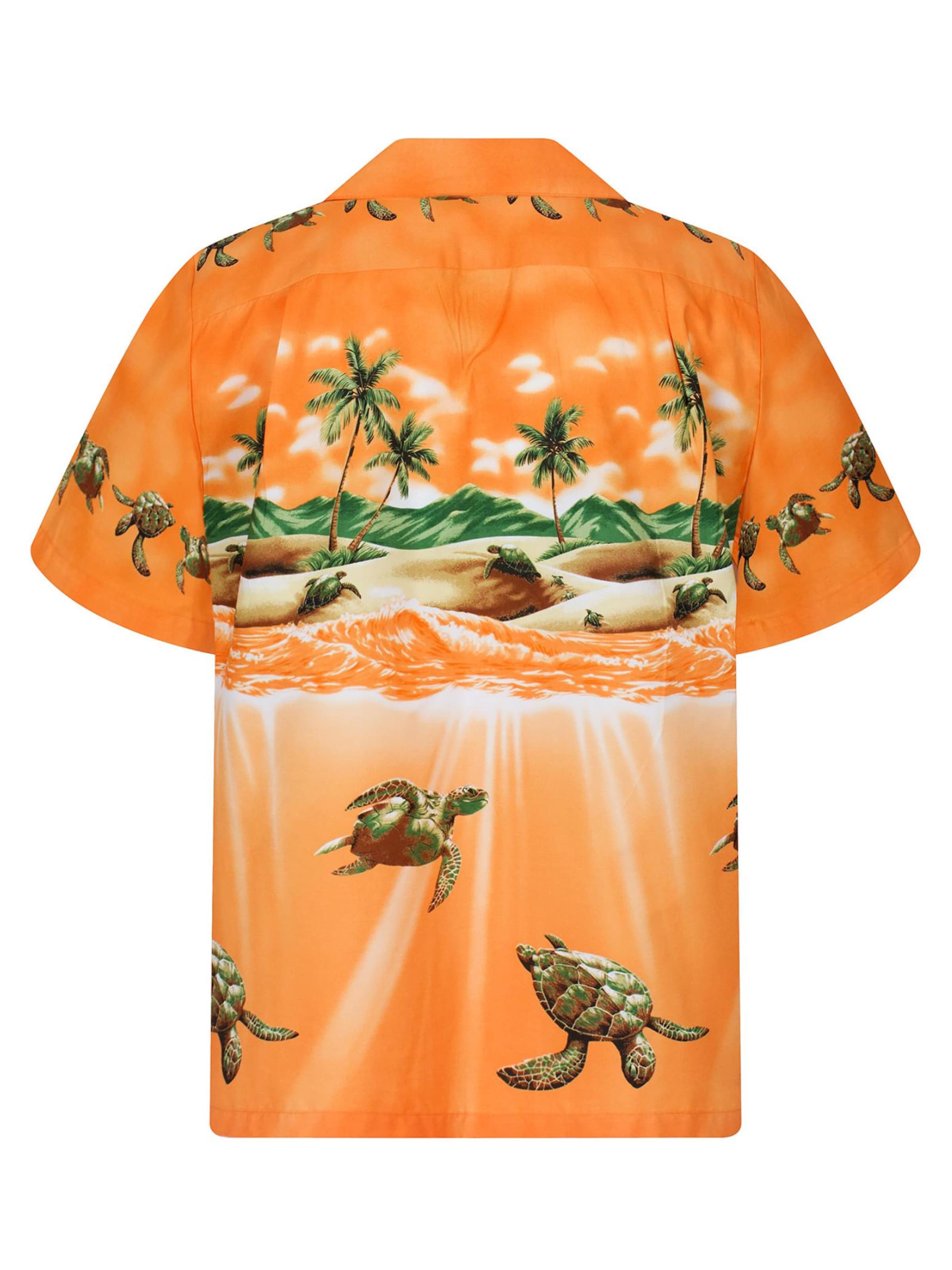 KY's Regular fit Button Up Shirt 'Turtle OLD' in Orange