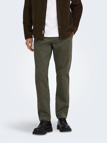 Only & Sons Regular Chino trousers 'ONSWEFT' in Green: front