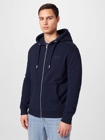 Superdry Zip-Up Hoodie in Black: front