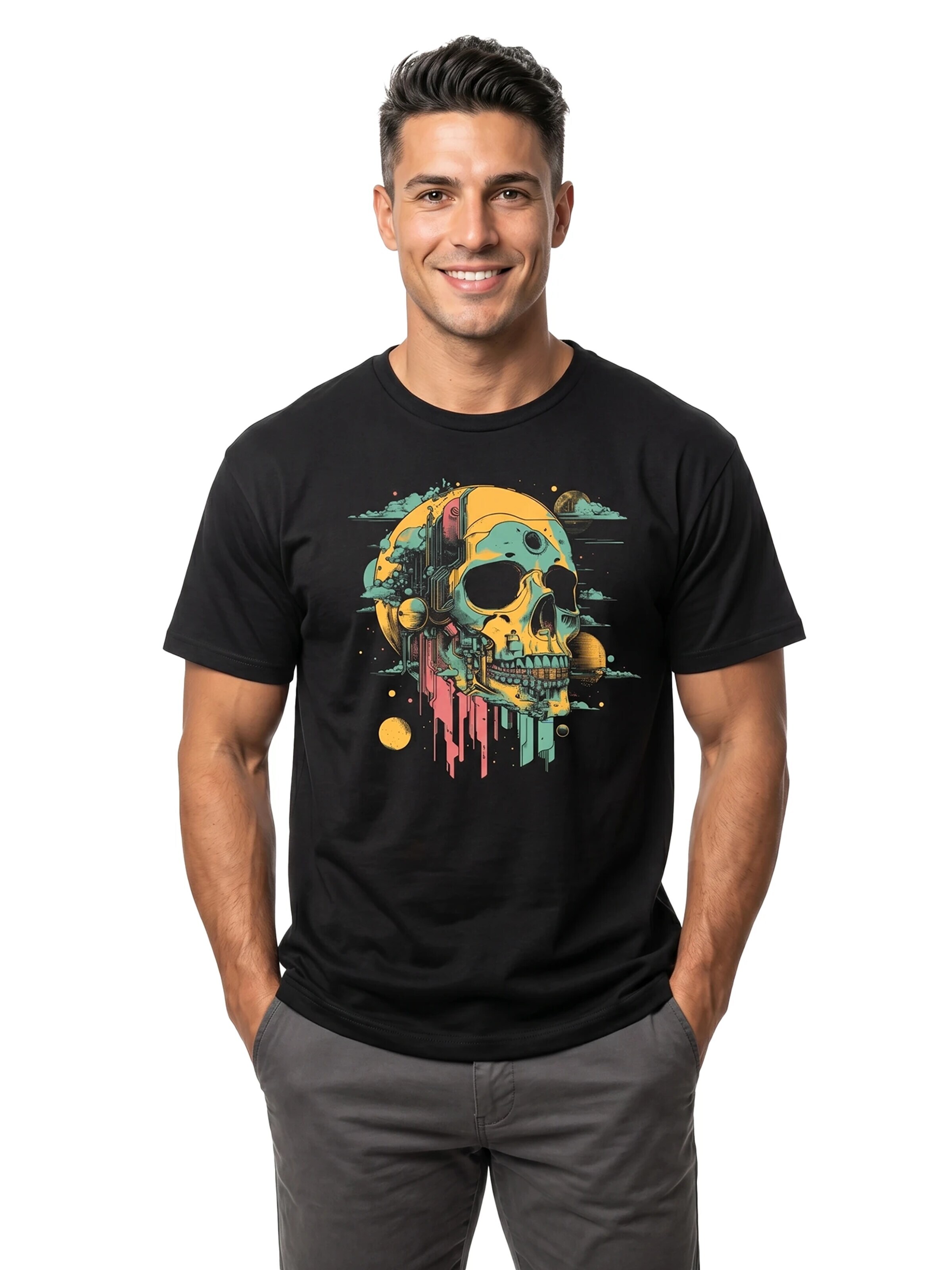MAKAYA Shirt 'Head Shot Skull' in Black