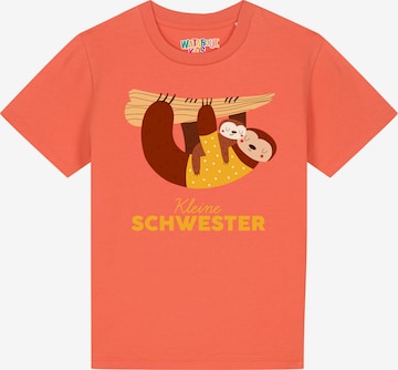 watabout.kids Shirt 'Faultier Kleine Schwester' in Orange: front
