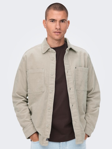 Only & Sons Comfort fit Button Up Shirt 'Track' in Grey: front