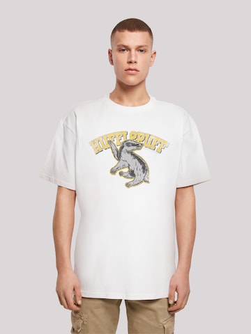 F4NT4STIC Shirt 'Harry Potter Hufflepuff Sport' in Wit: voorkant