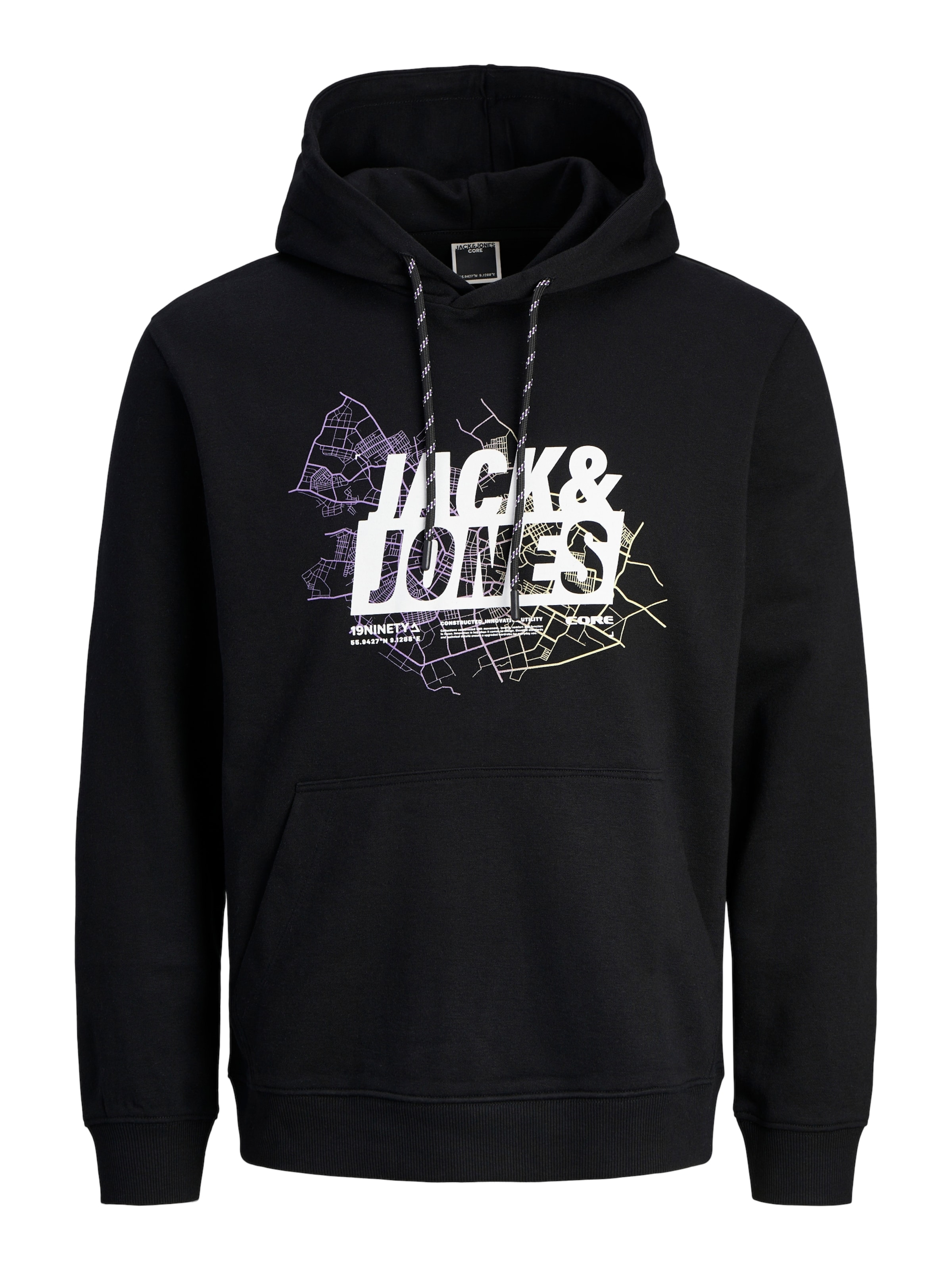 JACK & JONES Sweatshirt 'JCOMap' in S in Light yellow / Lavender / Black / White, Item view