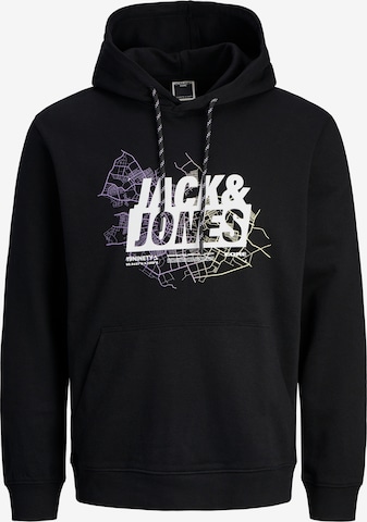 JACK & JONES Sweatshirt 'Map' in Zwart: voorkant