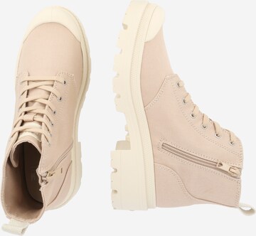 Palladium Lace-Up Ankle Boots in Beige