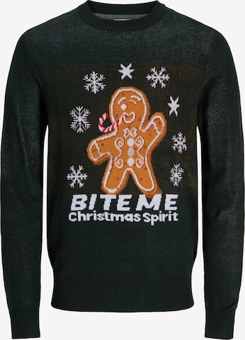 Pull-over 'JJXmas Santa' JACK & JONES en vert : devant