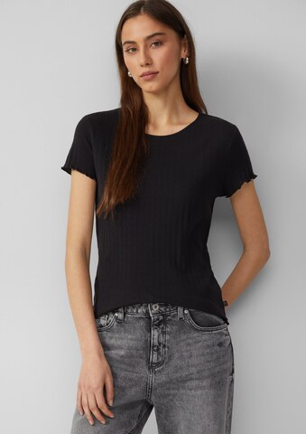 T-shirt QS en noir : devant